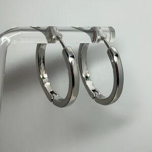 925 Sterling Silver Hoop Earrings for Women - Polished Metallic Shine